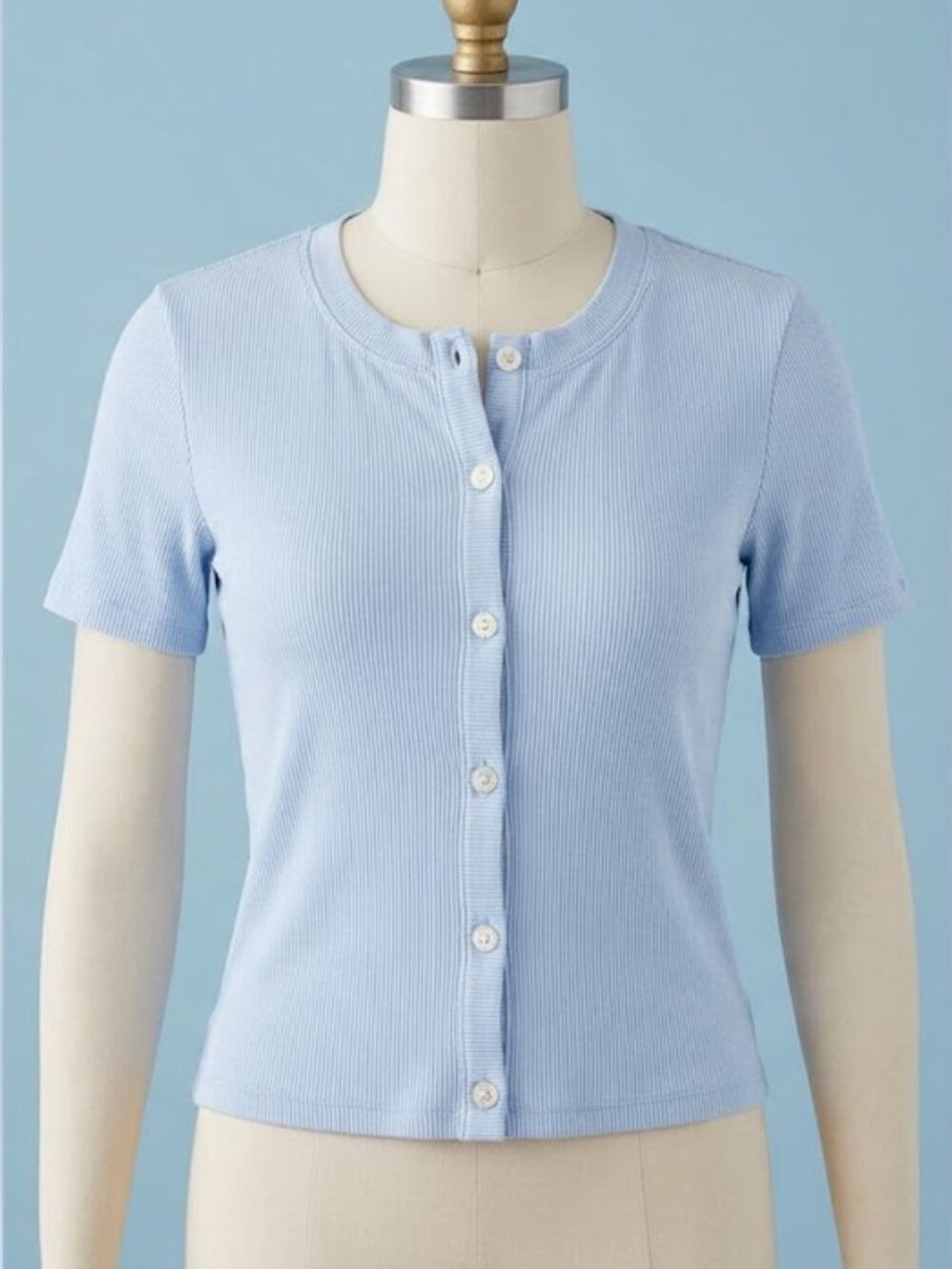 rag & bone Classic Slub Cotton Crewneck Short Sleeve  baby blue T-Shirt Size S